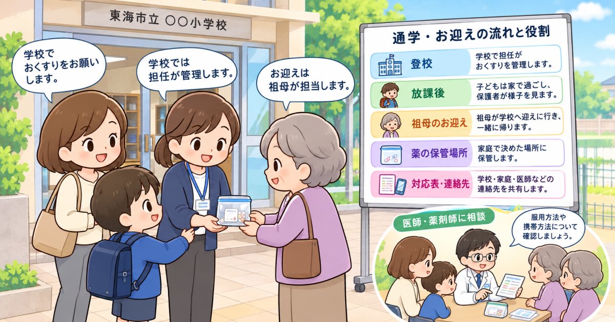 東海市での通学・お迎えに合わせ、学校と家族の役割を決める